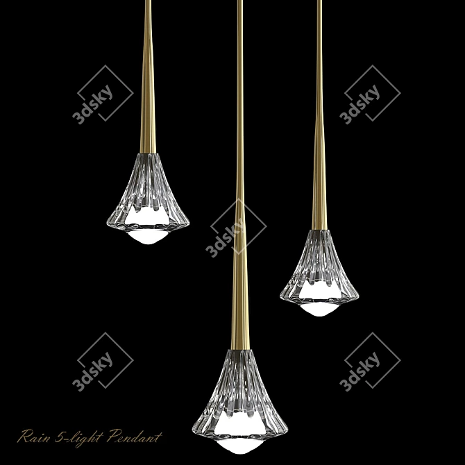 Rain 5-Light Pendant: Modern Elegance for Every Space 3D model image 1