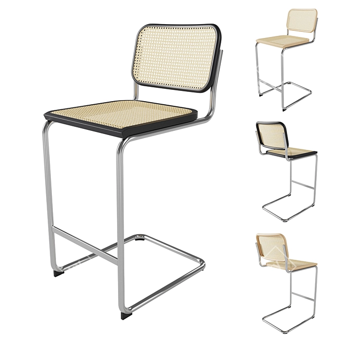 Knoll Cesca Stool Cane - Stylish and Versatile Seating 3D model image 1