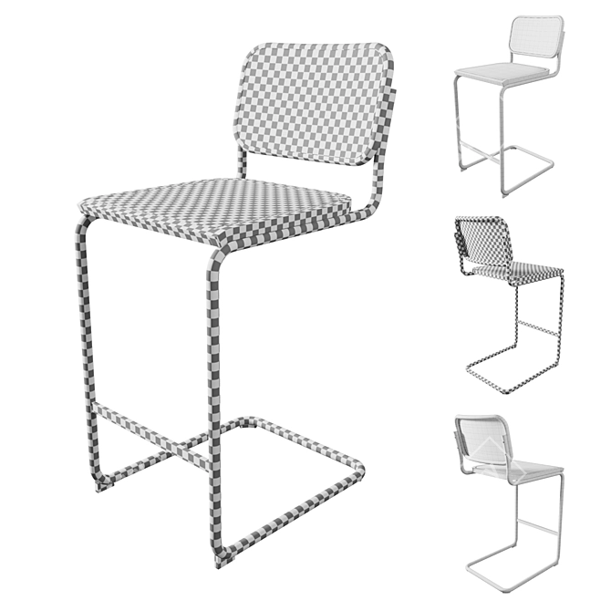 Knoll Cesca Stool Cane - Stylish and Versatile Seating 3D model image 2