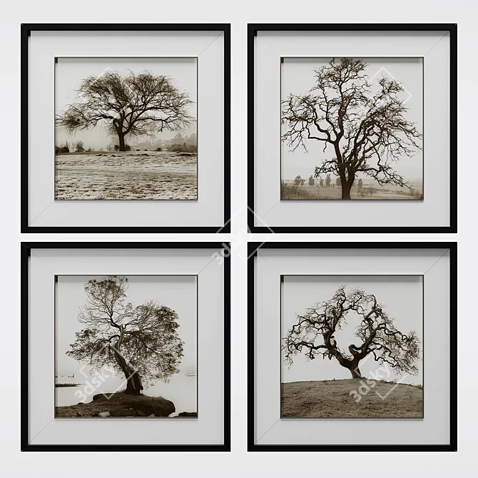 Modern Black Frame Tree Art 3D model image 1