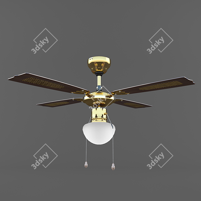 EGLO Tiggano Chandelier Fan - Modern Ceiling Light with Antique Brass and Wood Finishes 3D model image 4