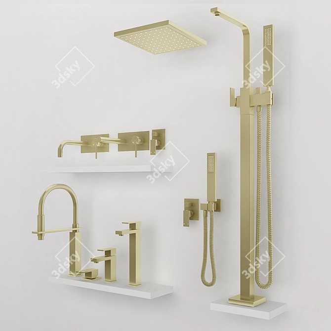 Meir Black Square Basin Mixer 3D model image 3