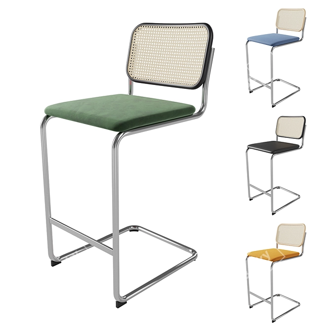 Knoll Cesca Stool: Modern Upholstered Cane Seating 3D model image 1