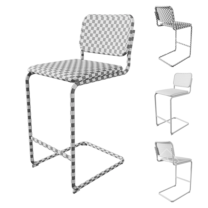 Knoll Cesca Stool: Modern Upholstered Cane Seating 3D model image 3