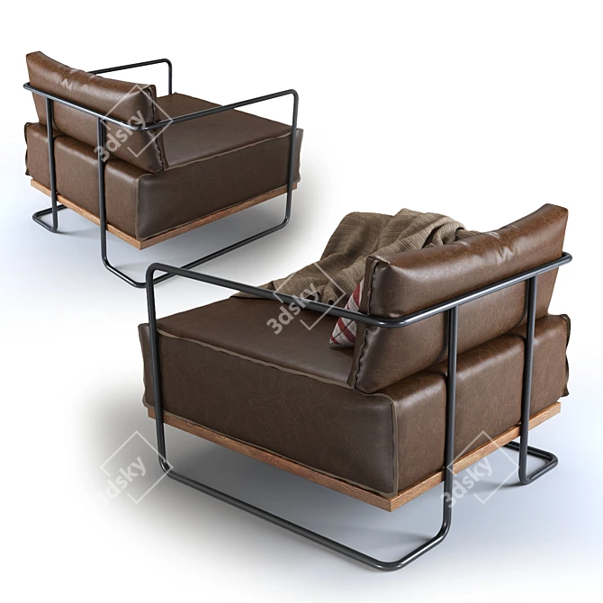 Industrial Leather Colin Chair 3D model image 1