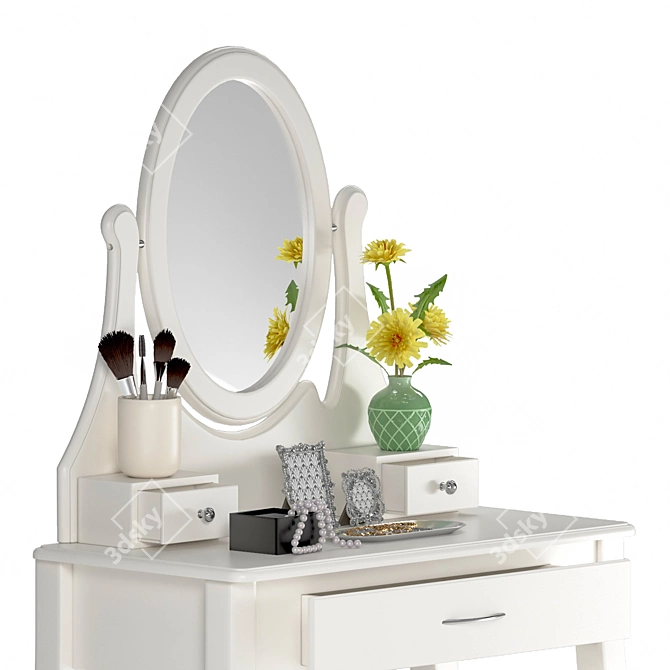 Modern White Dresser Set 3D model image 2