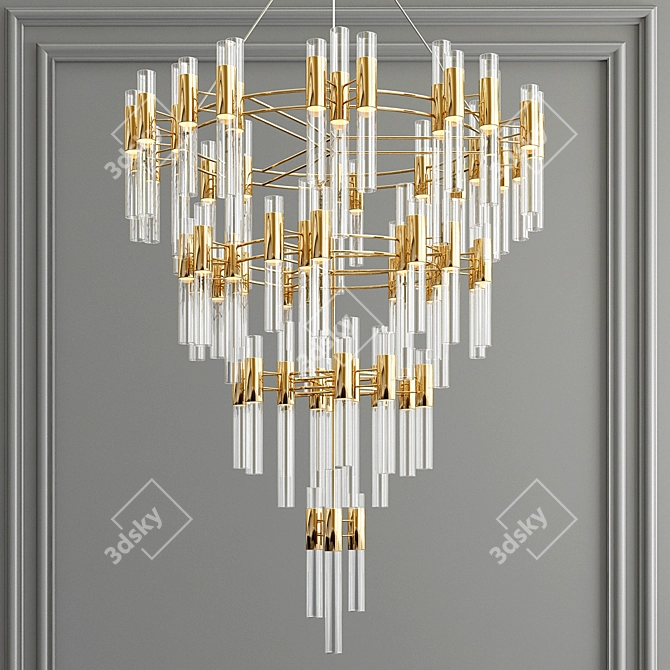 Golden Waterfall Chandelier 3D model image 1