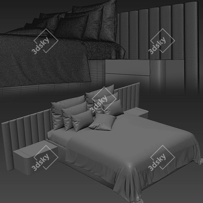 Modern Bedroom Set: 3dsmax2014 & V-ray 3D model image 3