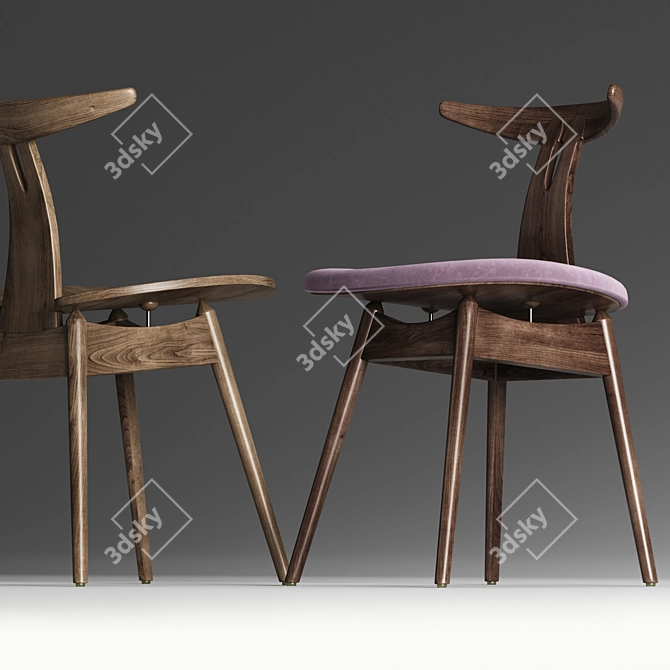 Vintage Antler Chair: Timeless Elegance 3D model image 4