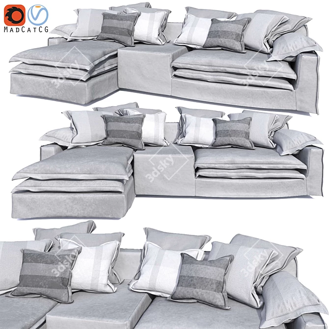 Modern Grey Sofa Settee 3D model image 1