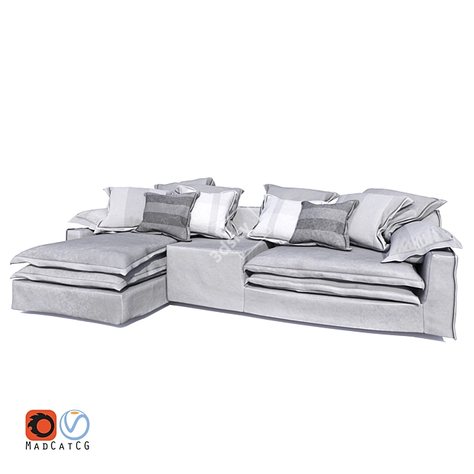Modern Grey Sofa Settee 3D model image 4
