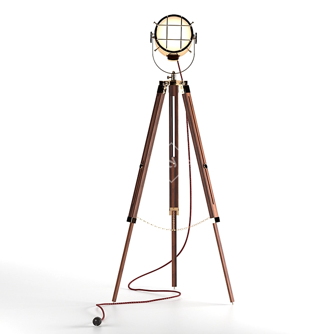 PBR-Optimized Tripod Lamp 3D model image 1