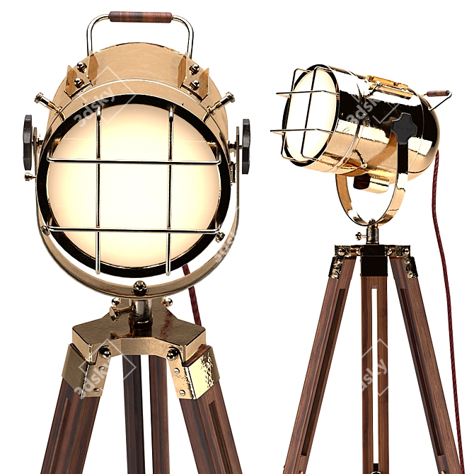 PBR-Optimized Tripod Lamp 3D model image 2