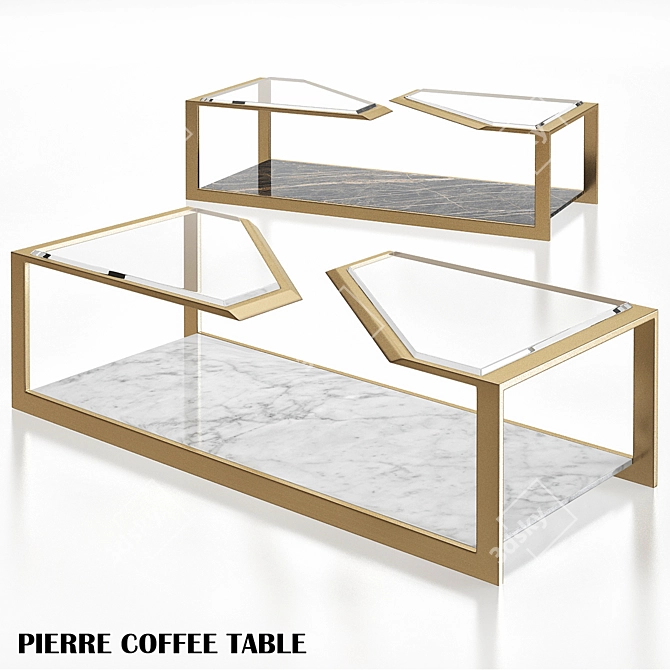 Pierre Gold & Marble Coffee Table 3D model image 1