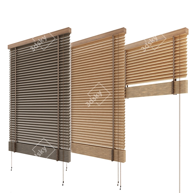 Natural Wood Blinds: 90cm & 180cm Width 3D model image 1