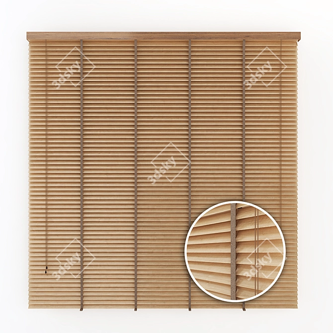 Natural Wood Blinds: 90cm & 180cm Width 3D model image 2