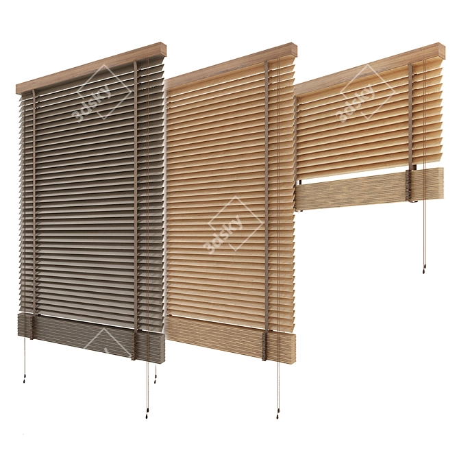 Natural Wood Blinds: 90cm & 180cm Width 3D model image 3