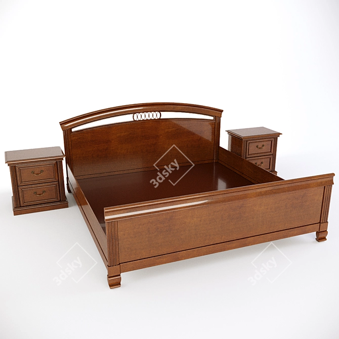 Venezia Bed with Nightstand: Stylish and Functional 3D model image 1