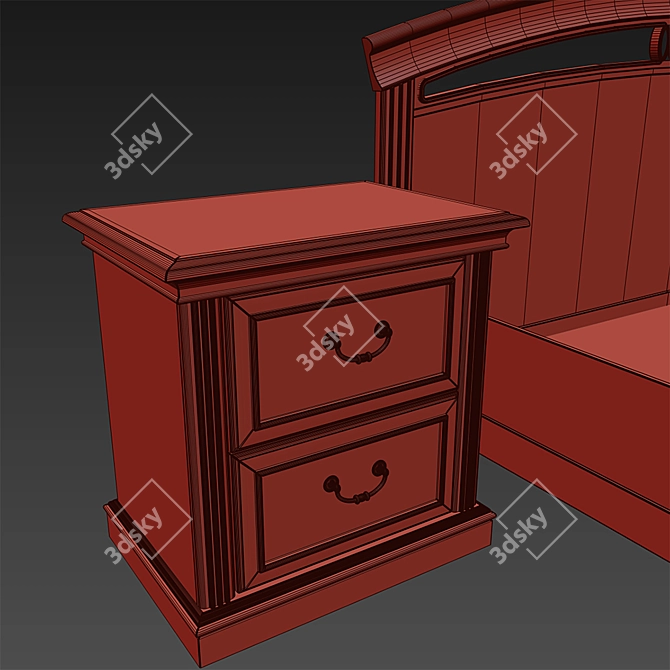 Venezia Bed with Nightstand: Stylish and Functional 3D model image 3