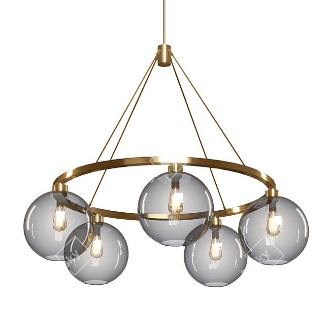 Elegant Glass & Brass Chandelier 3D model image 1