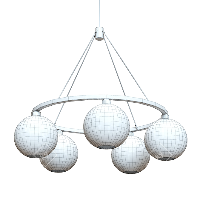 Elegant Glass & Brass Chandelier 3D model image 3