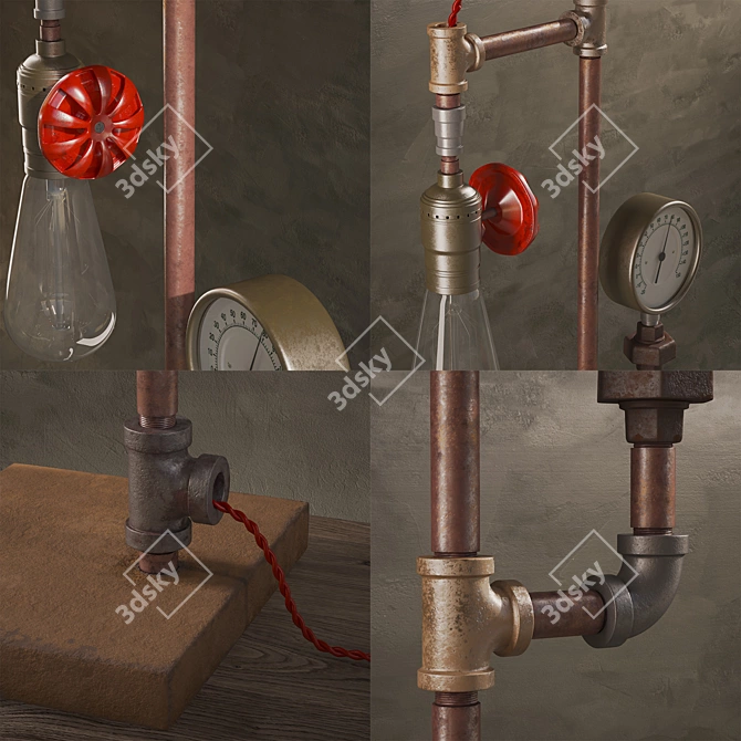 Steampunk Steam Lamp: Vintage Industrial Loft 3D model image 2