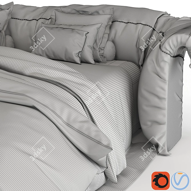 Sleek Queen Size Modern Bed 3D model image 4