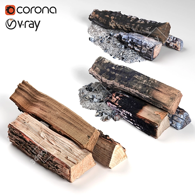 Smoldering Charred Wood 3D model image 1