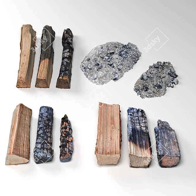 Smoldering Charred Wood 3D model image 3