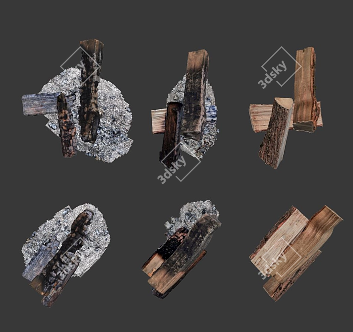 Smoldering Charred Wood 3D model image 4