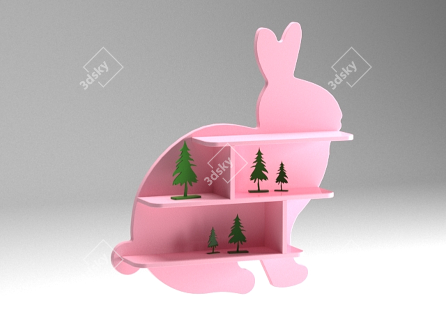 Whimsical Hare Wall Shelf 3D model image 1