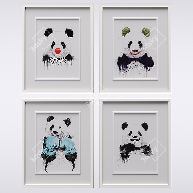 Playful Panda Frames 3D model image 1