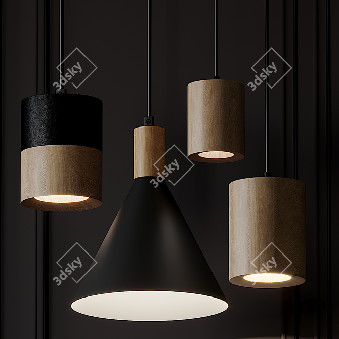 Hanging Small Cone: Spot Half Black 3D model image 2