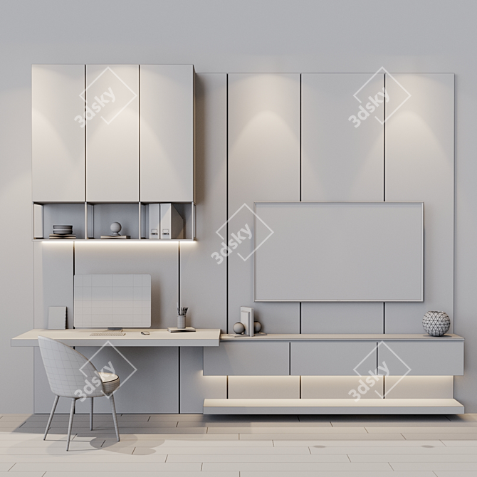 Modern TV Set with Spacious Design 3D model image 3