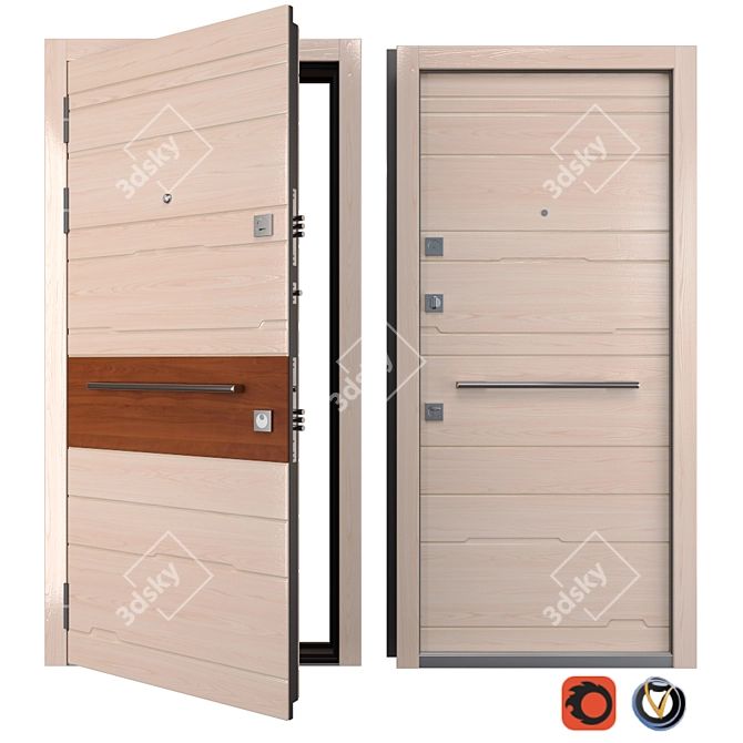 Stylish Straj Tempo Metal Door 3D model image 1