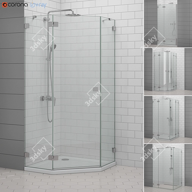 Radaway Essenza: Stylish Shower Enclosures and Doors 3D model image 1