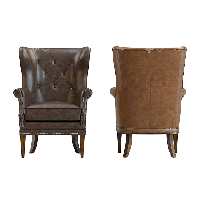 Elegant Maya Wing Armchair 3D model image 3