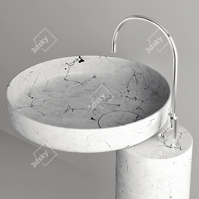 Marble Wash Basin Set 3D model image 3