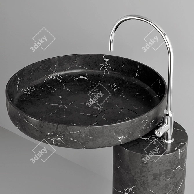 Marble Wash Basin Set 3D model image 4