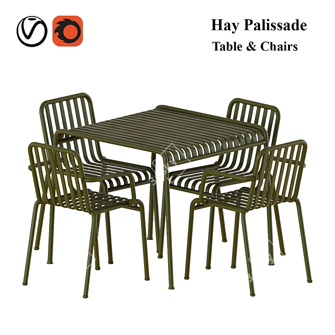 Stylish Hay Palissade Outdoor Set 3D model image 1