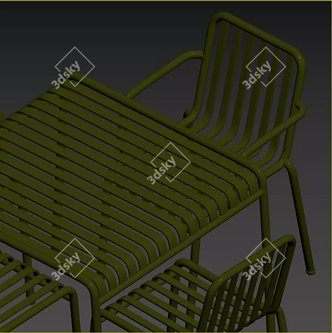 Stylish Hay Palissade Outdoor Set 3D model image 4