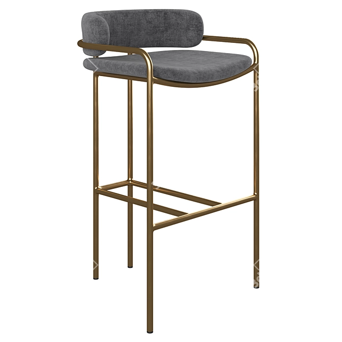 Luxury Velvet Bar Stool 3D model image 3