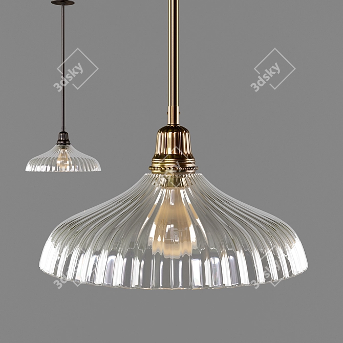 Elegant Fluted Glass Pendant 3D model image 1