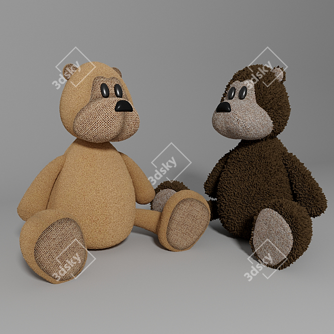 Playful Plush Teddy Bear 3D model image 2