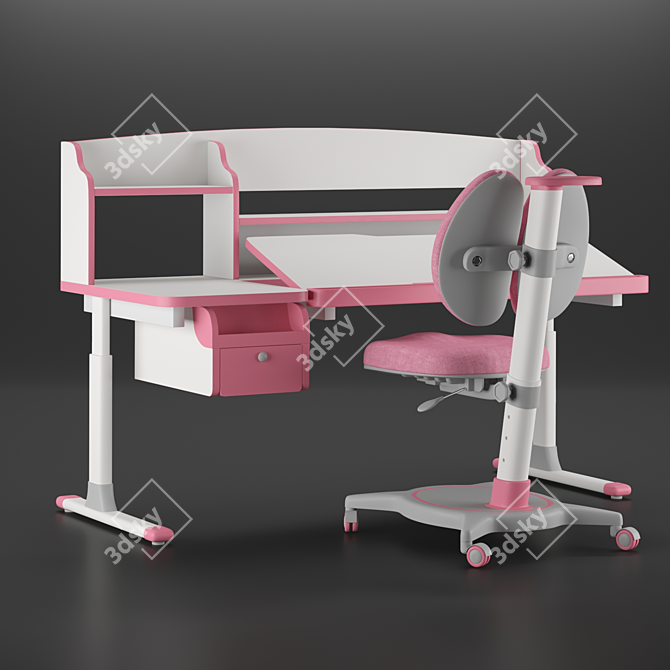 Kid's Corner Study Desk & Chair 3D model image 2