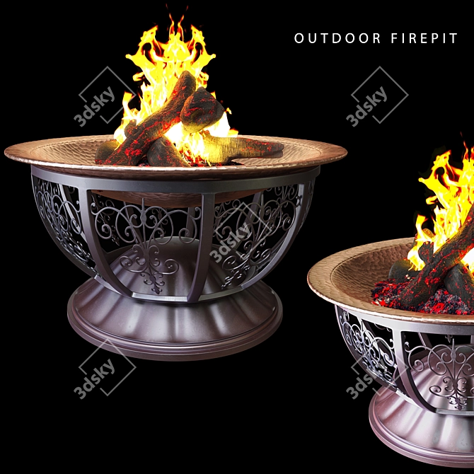 Copper Base Iron Firepit 3D model image 1