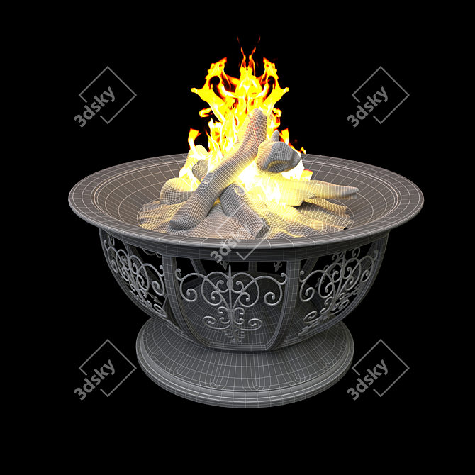 Copper Base Iron Firepit 3D model image 3