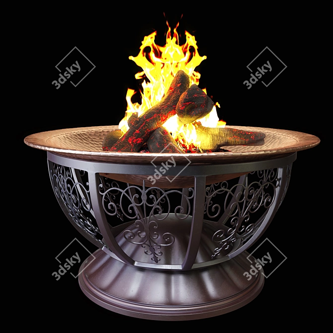 Copper Base Iron Firepit 3D model image 4