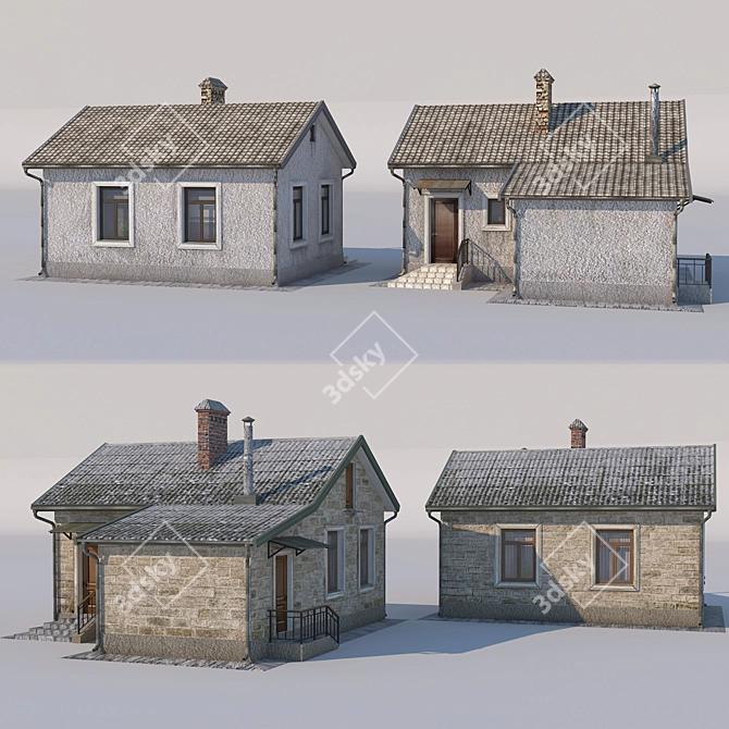 Title: Vintage Single-Story Homes 3D model image 3