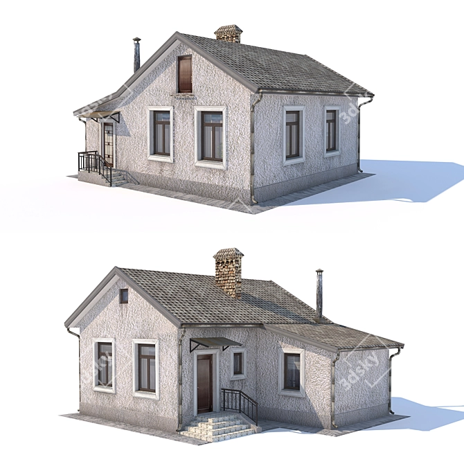 Title: Vintage Single-Story Homes 3D model image 4